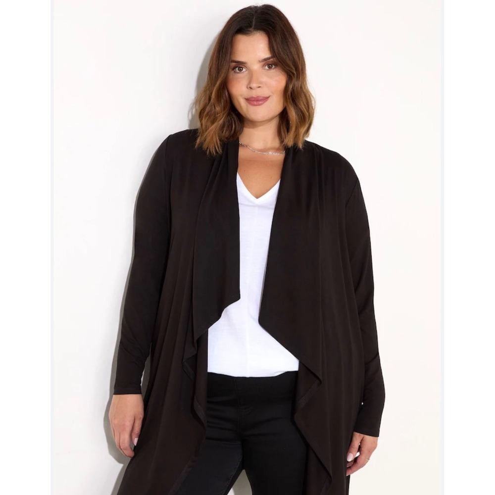 Z by Zella Womens Black Open Front Drape Waterfall Cardigan Wrap Size Large